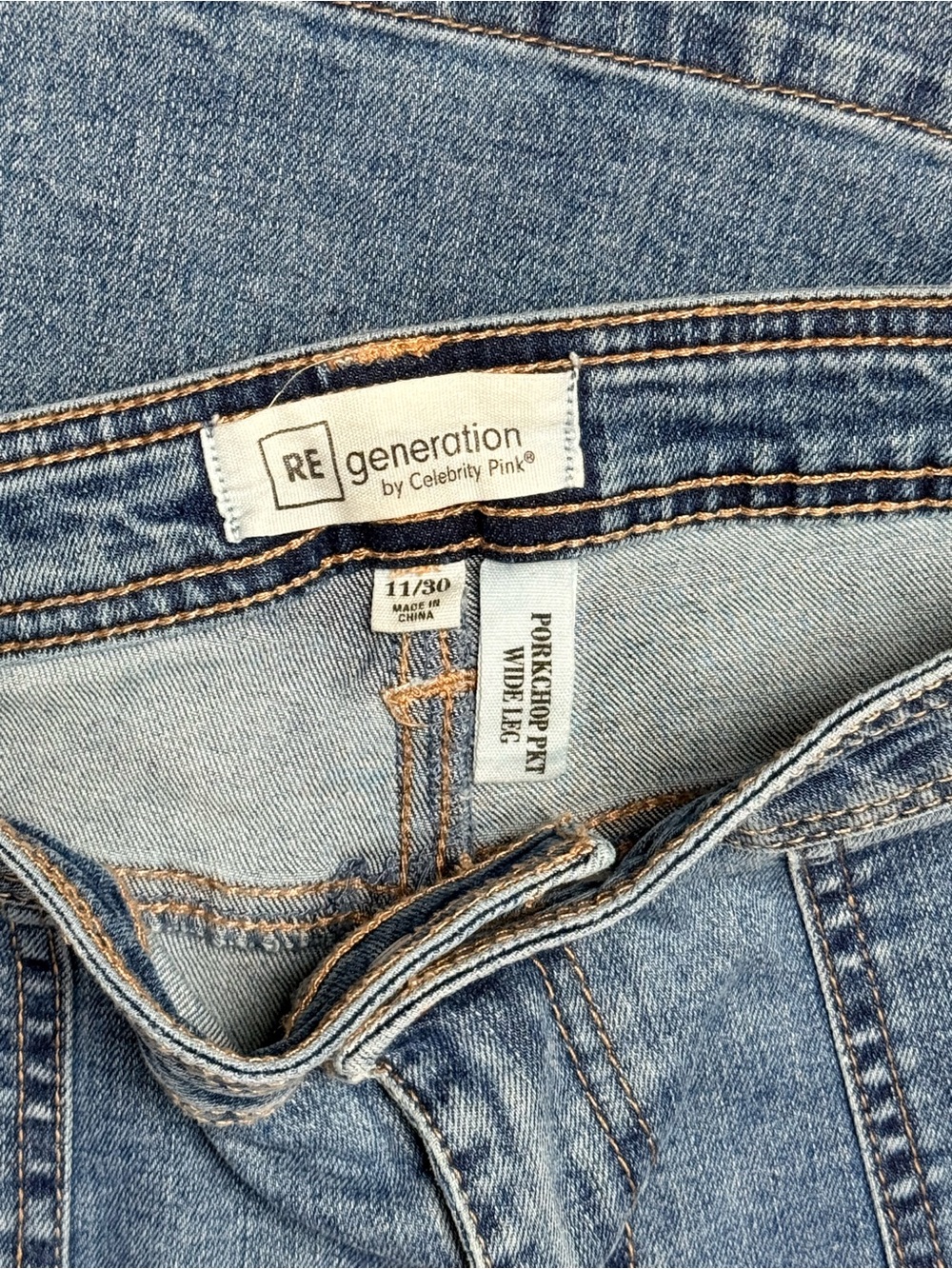 RE Generation by Celebrity Pink Wide Leg Jeans Women’s 11/30 Light Wash - Picture 8 of 10